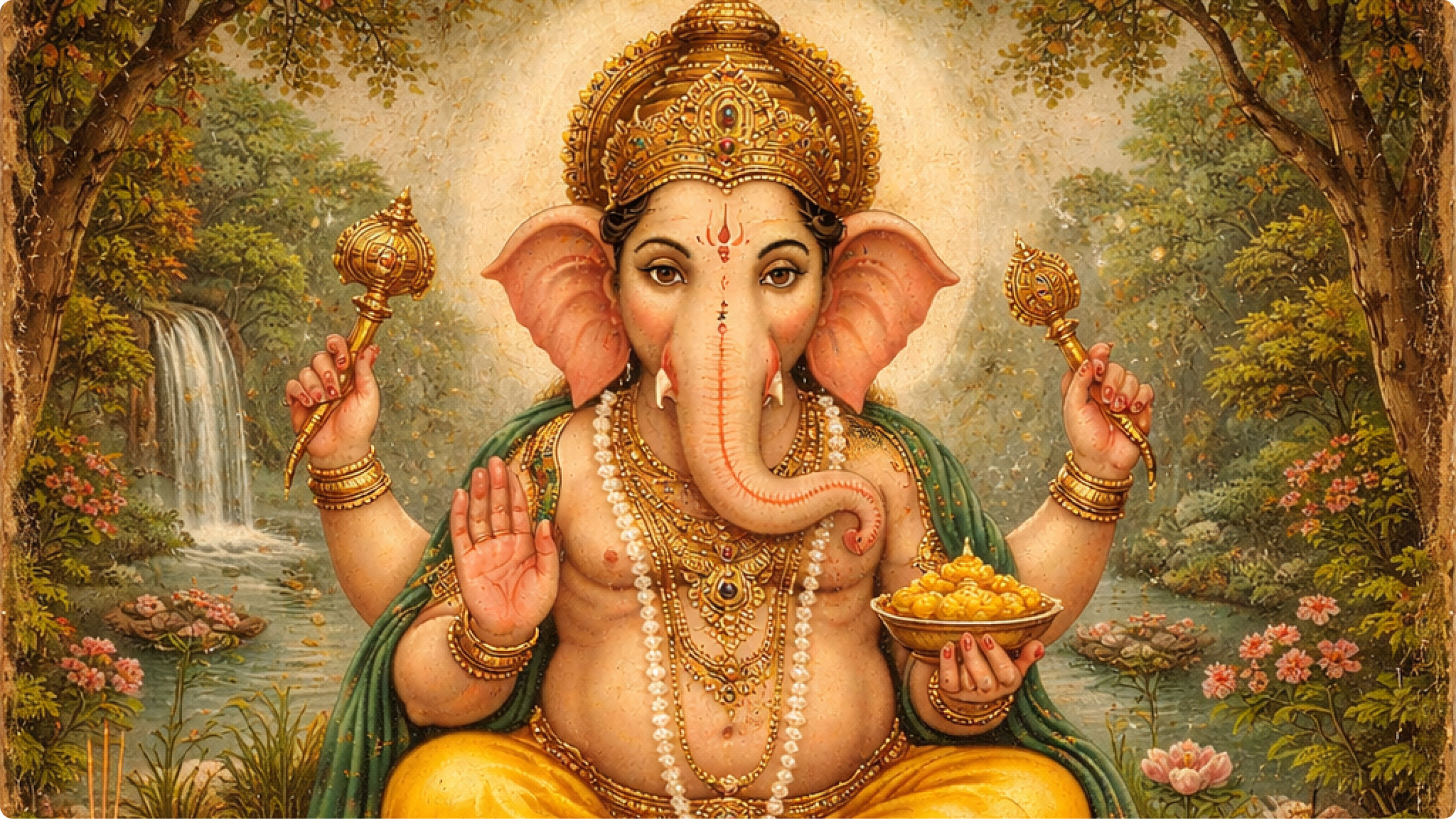 A collection ganesha paintings.