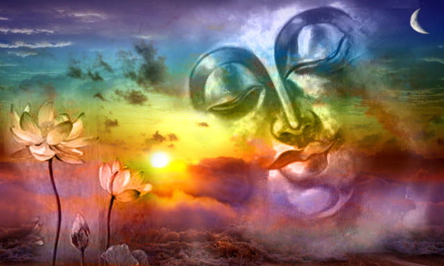 Image: Multi-color Buddha Canvas Painting