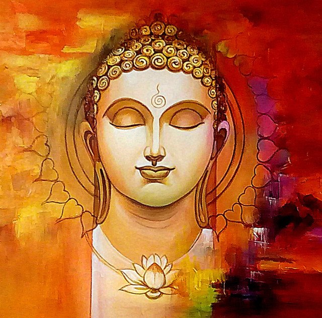 Image: Orange Buddha with Lotus