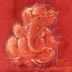 Image: Lord Ganesha painting in red shade