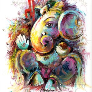 Image: Ganesha colorful canvas painting