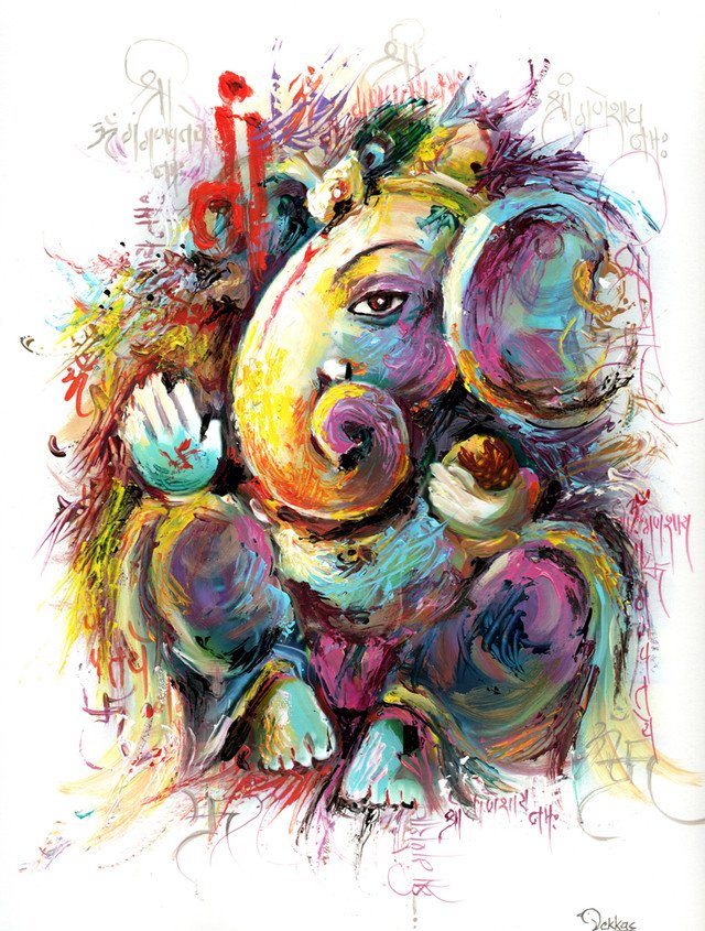 Image: Ganesha colorful canvas painting