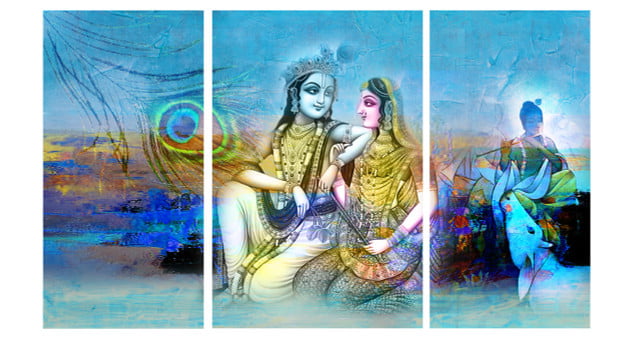 Image: Radhe mohan canvas painting. Radha Krishna painting