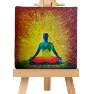 Image: Small Canvas Painting of Meditation and Buddha on a eazel