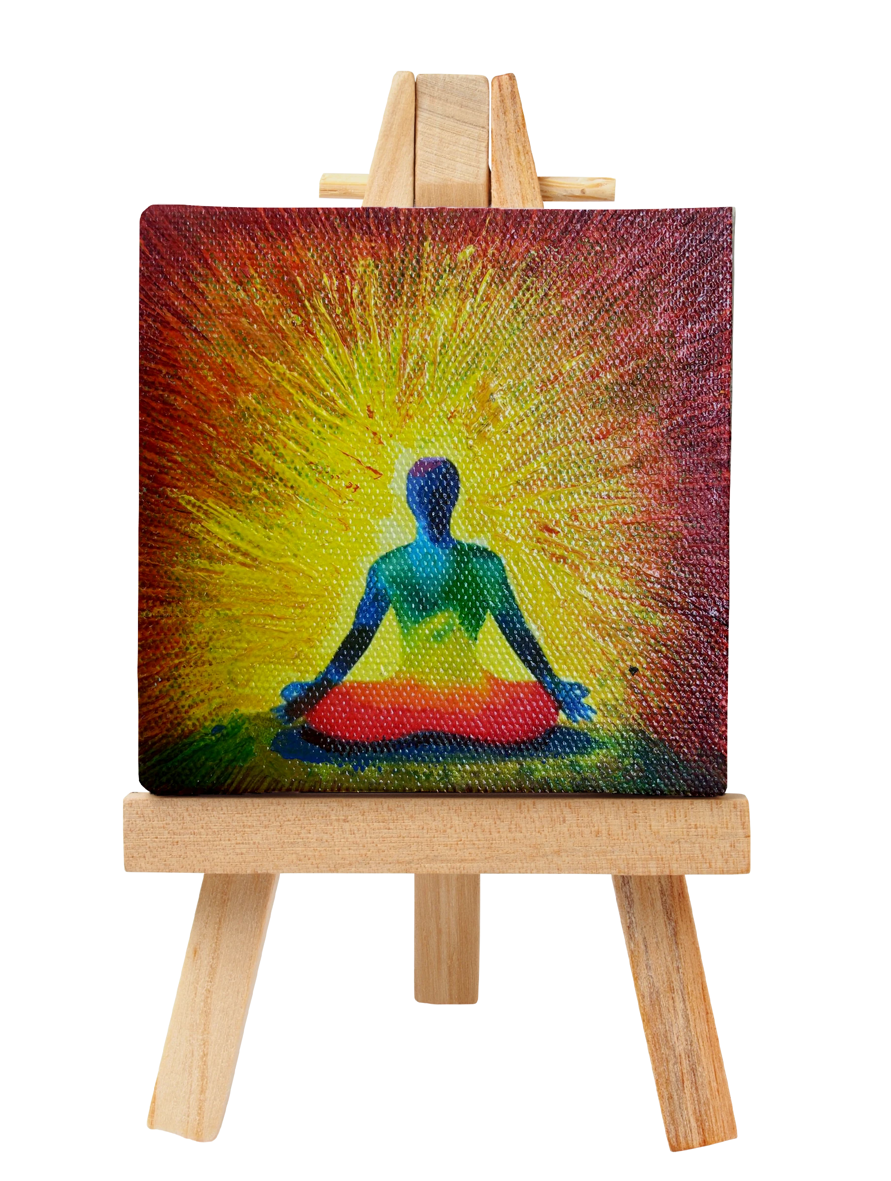 Image: Small Canvas Painting of Meditation and Buddha on a eazel