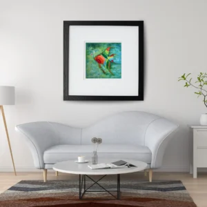 Abstract Fish Canvas Painting Handmade Colorful Contemporary Wall Art for Living Room