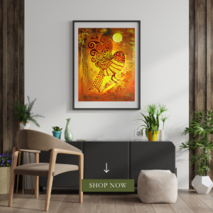 Hand-painted folk-art bird canvas with Zentangle mandala patterns in golden amber and maroon tones