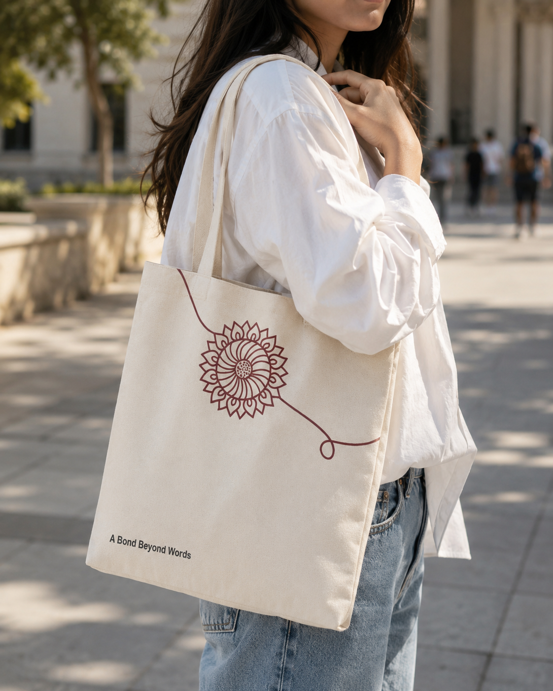 A bond beyound words | Handmade Cotton Tote Bag