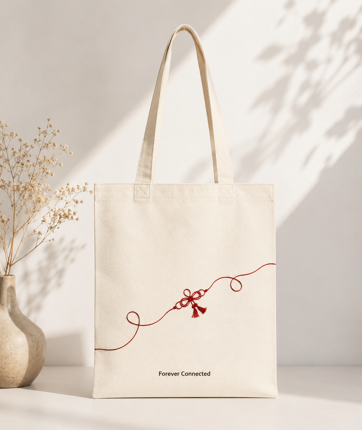 Forever connected | Handmade Cotton Tote Bag