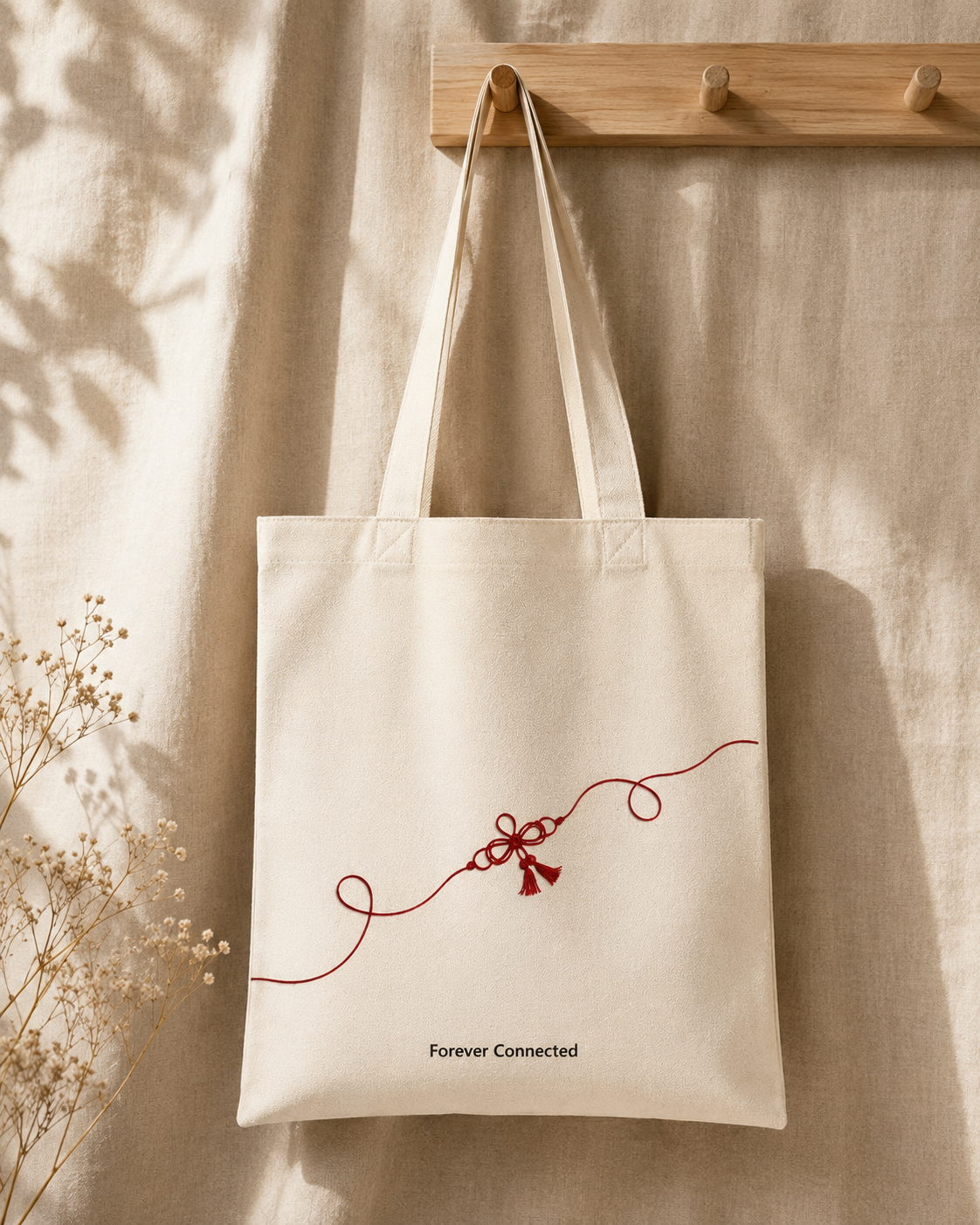 Forever connected | Handmade Cotton Tote Bag