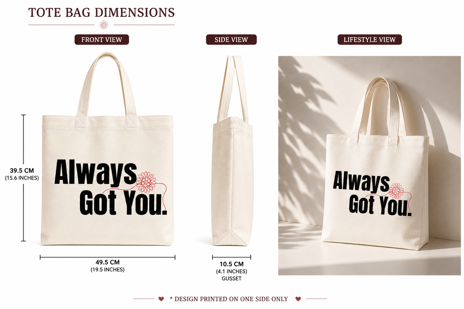 Always got you | Handmade Cotton Tote Bag