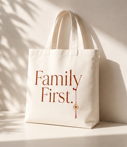 Family first | Handmade Cotton Tote Bag