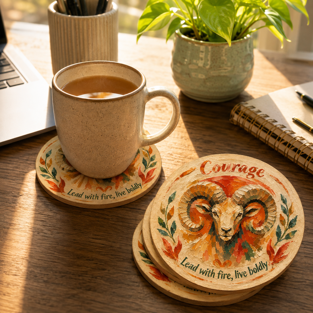 Aries Zodiac MDF Tea Coasters